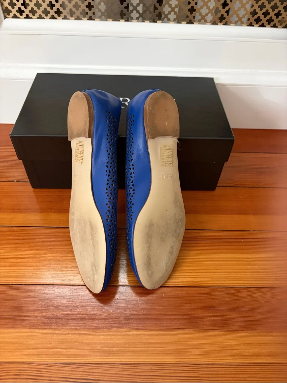 J.Crew Size 5 Blue Perf Leather Nora Ballet Flats